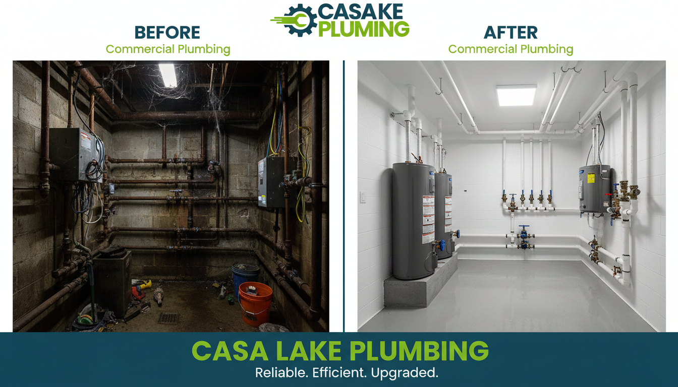 Before and After Commercial Plumbing Mechanical Room Upgrade in Lakewood CO - Casa Lake Plumbing