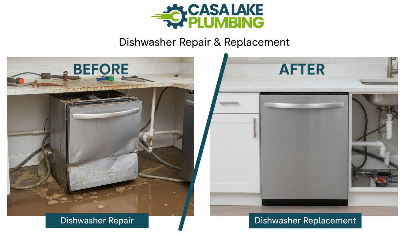 Before and After Dishwasher Replacement in Lakewood CO - Casa Lake Plumbing