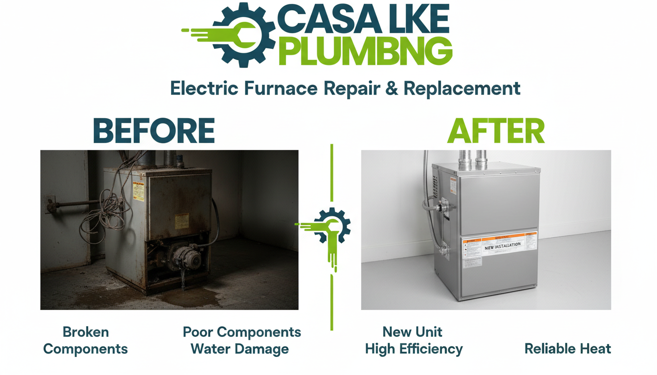 Electric Furnace Repair and Replacement Before and After Upgrade in Lakewood CO by Casa Lake Plumbing