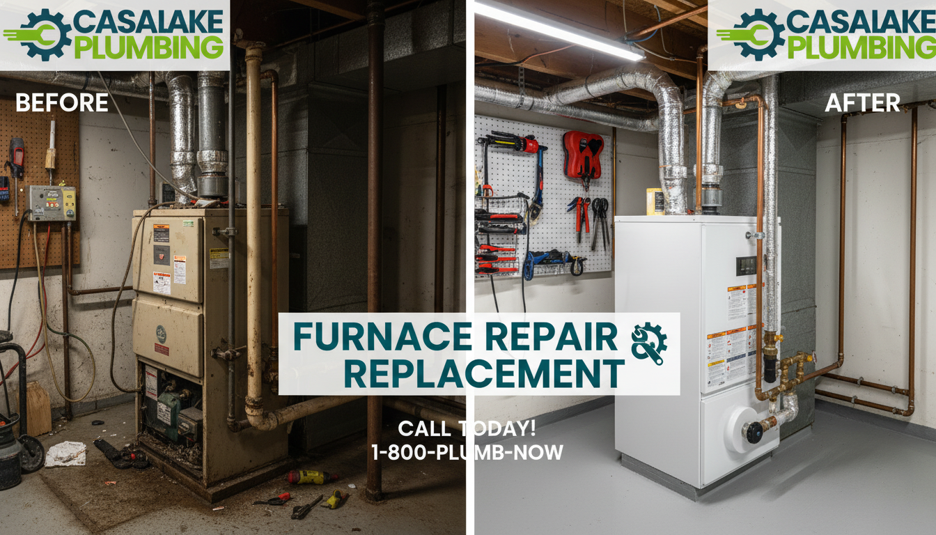 Furnace Repair and Replacement Before and After - Basement System Upgrade in Lakewood CO by Casa Lake Plumbing
