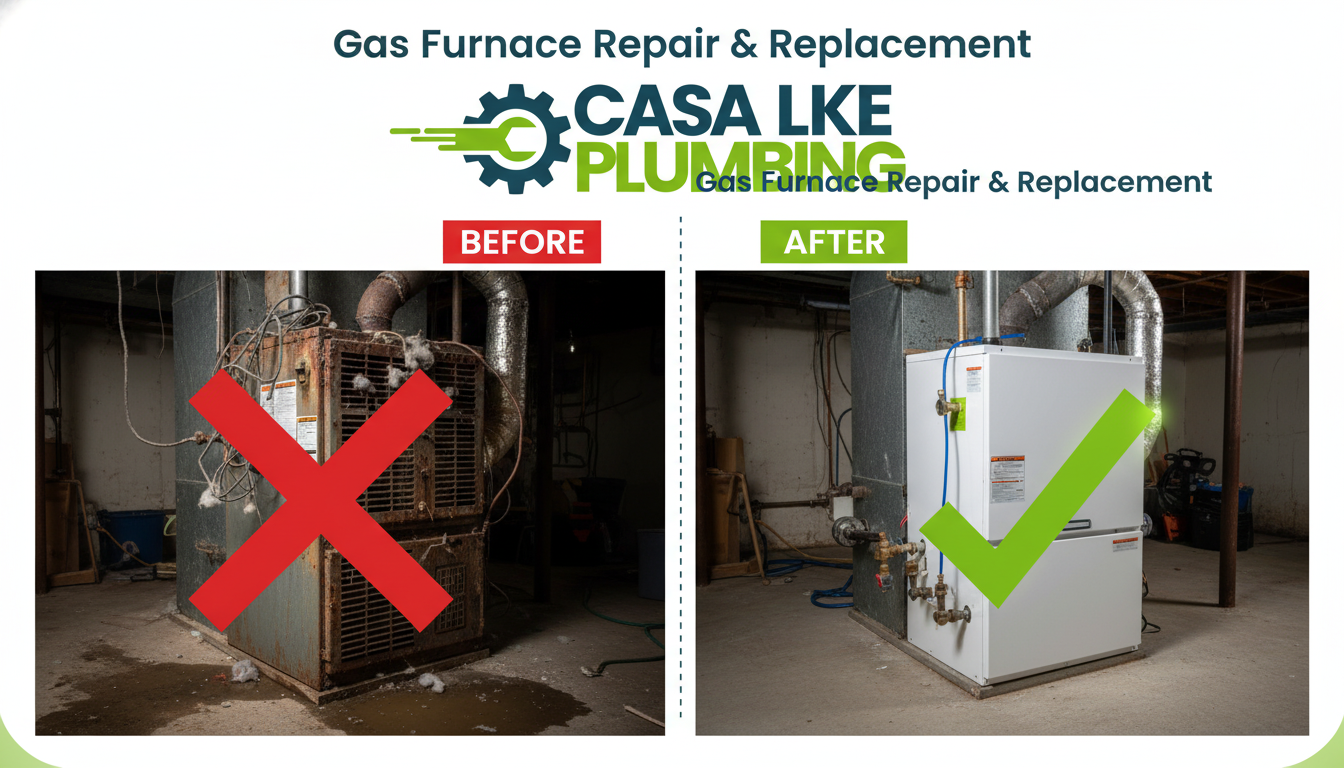Before and After Gas Furnace Replacement in Lakewood CO - Old vs New System by Casa Lake Plumbing