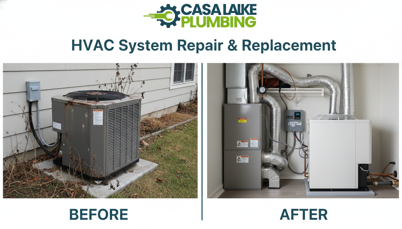 HVAC System Before and After - Old Outdoor Unit vs New High Efficiency System in Lakewood CO