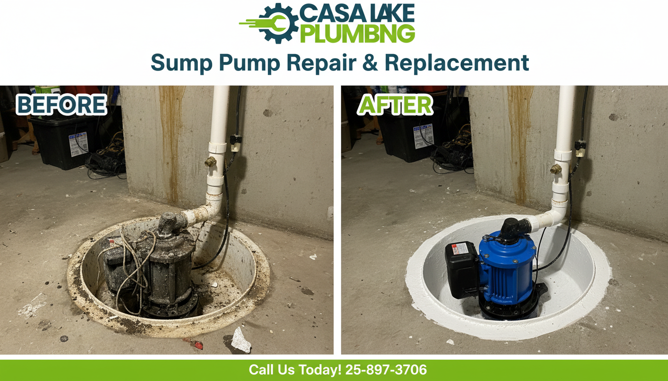 Sump Pump Repair and Replacement Before and After - Basement Flood Protection Lakewood CO