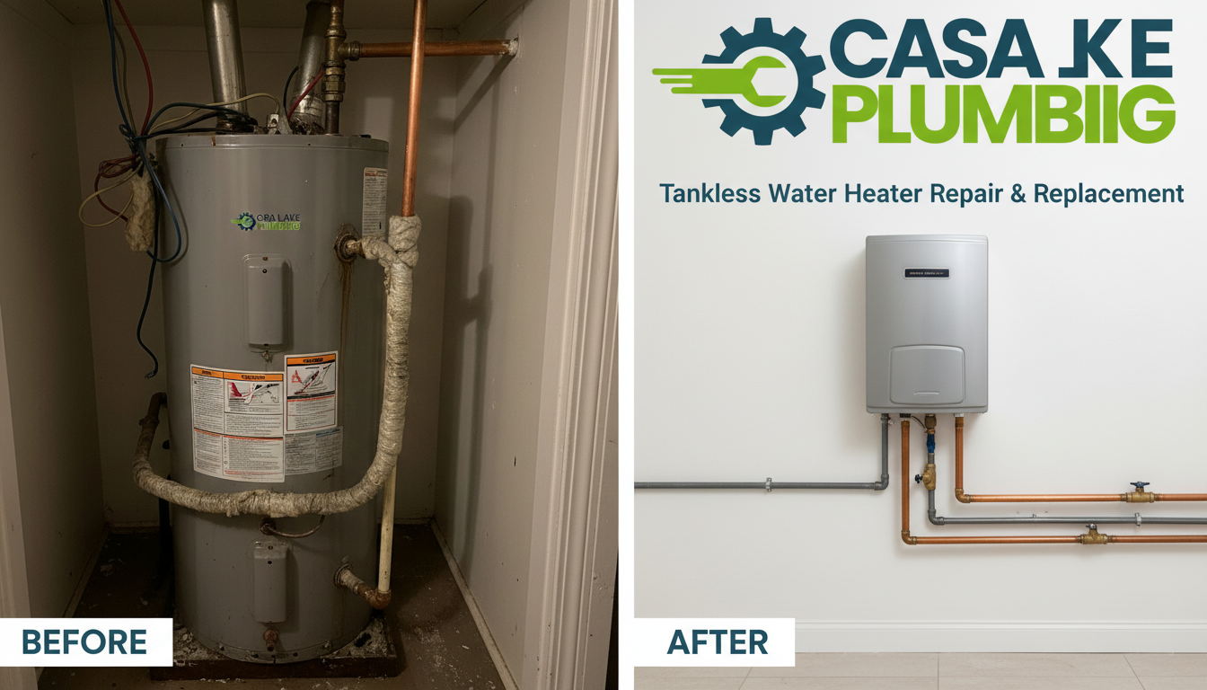 Before and After Tankless Water Heater Repair and Replacement in Lakewood CO — Casa Lake Plumbing