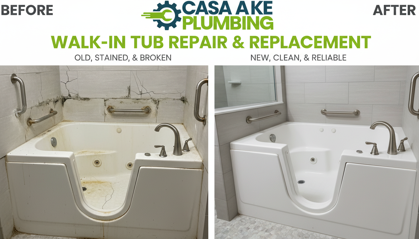 Walk-In Tub Repair and Replacement Before and After in Lakewood CO - Casa Lake Plumbing