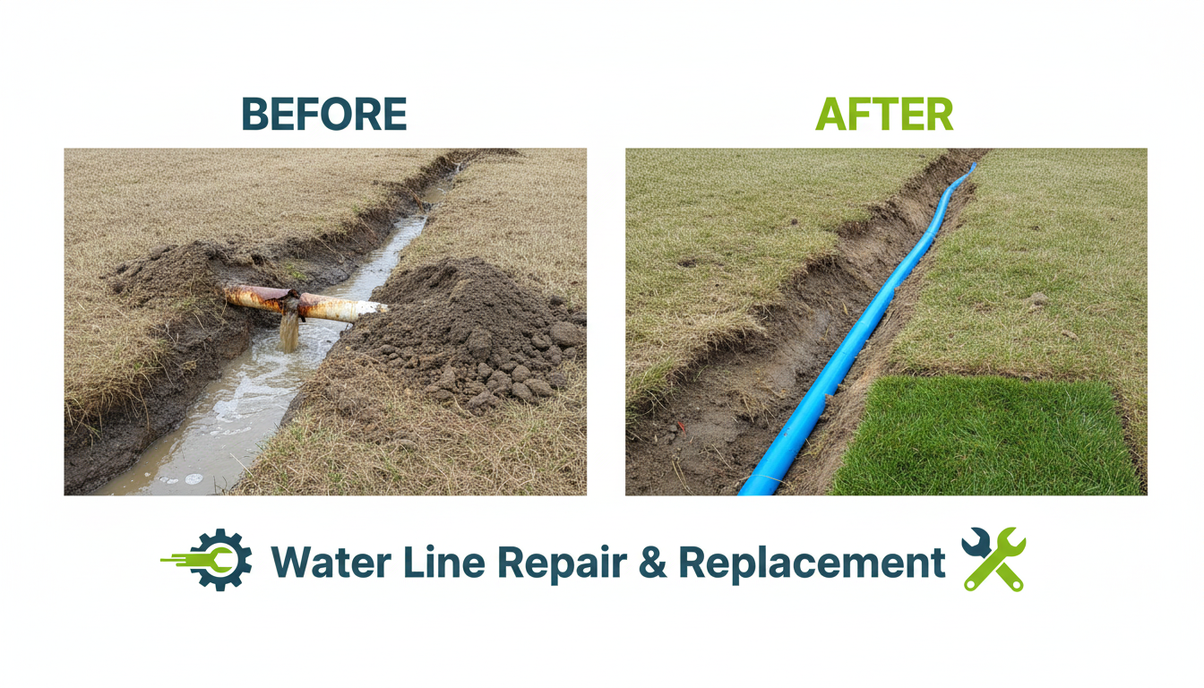Water Line Repair and Replacement Before and After by Casa Lake Plumbing in Lakewood CO